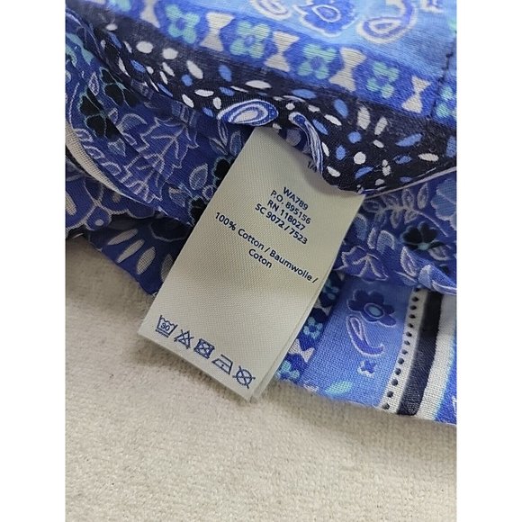 Boden Women 10 Navy Floral Blouse Pin Tucked Front Sheer 3/4 Sleeve Cottage Core - Picture 7 of 11